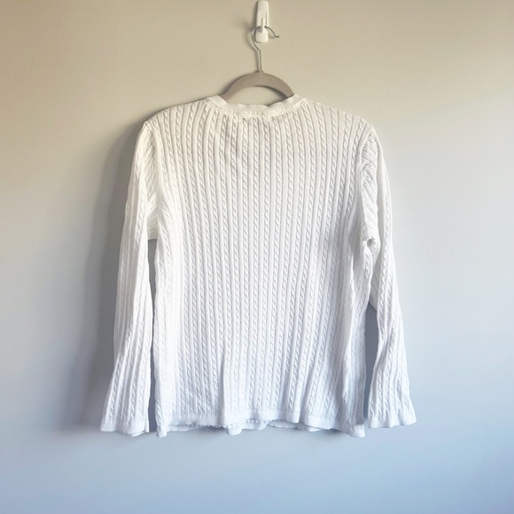 Tommy Hilfiger White Cable Knit Pullover Sweater V neck  size XL - Picture 6 of 8